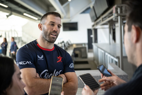 James Tedesco speaks to the media ahead of his team’s elimination final against Manly. 