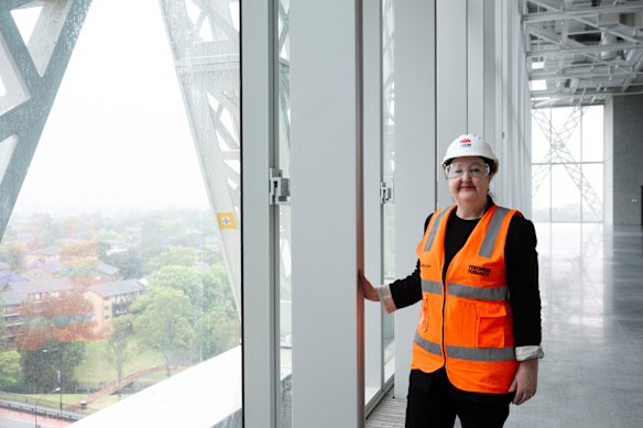 Powerhouse chief executive Lisa Havilah tours the construction site in October.