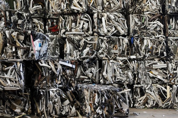 Scrap metal at a legally compliant yard in Sydney’s west.