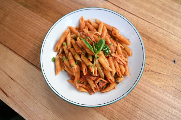 The penne amatriciana at Tiamo.