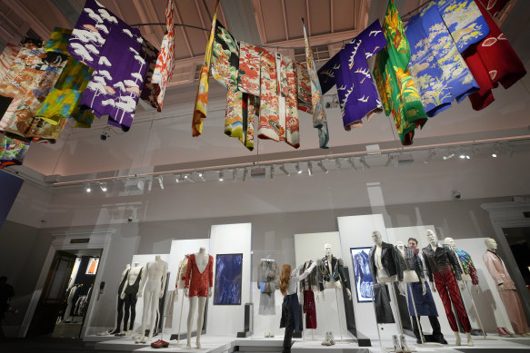 Stage costumes and kimonos worn by Freddie Mercury are displayed at Sotheby’s auction rooms in London in August.