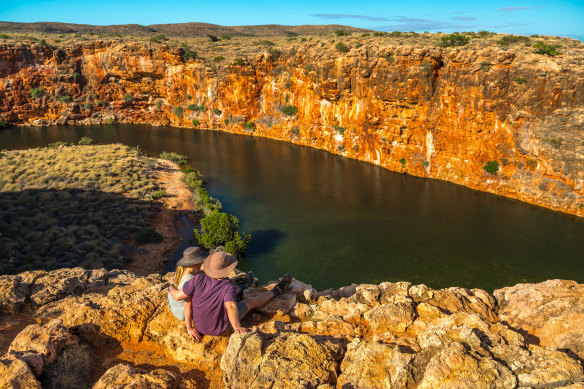 Brightly hued sheer rock walls at Yardie Creek, Cape Range National Park.