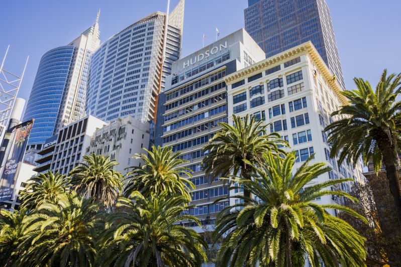 Hudson House has views of Sydney Harbour and the Royal Botanic Garden.