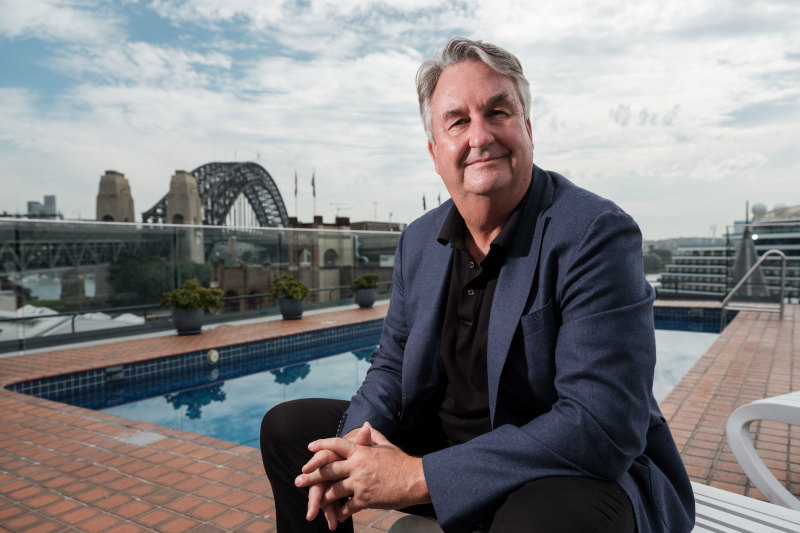 Geoff York on the rooftop of the Sydney Harbour Hotel at The Rocks, which will become a Crystalbrook hotel.