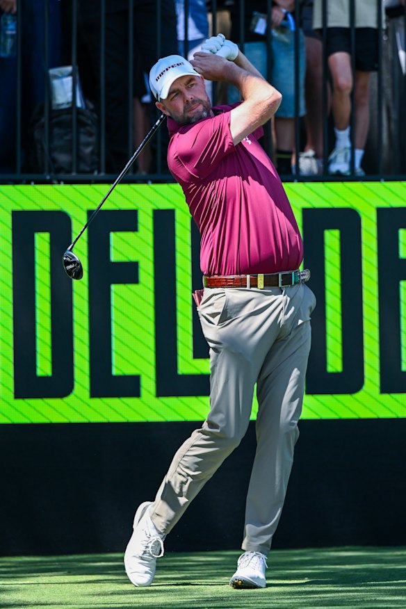 Australian Marc Leishman playing in Adelaide on Friday.