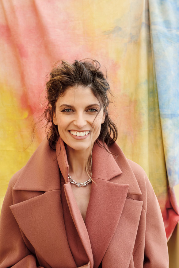 Bianca Spender “Copper Suiting Gaia” coat, $895, and “Copper Suiting Encompass” jacket, $775. 