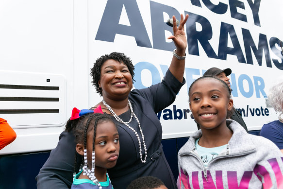 Democrat Stacey Abrams will be the first female African-American governor if she wins. 