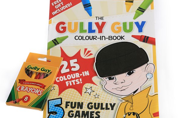 The Gully Guy colouring book and crayons.