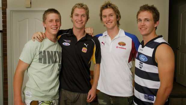 The Selwood brothers in 2010 (from left): Scott, Adam, Troy and Joel.