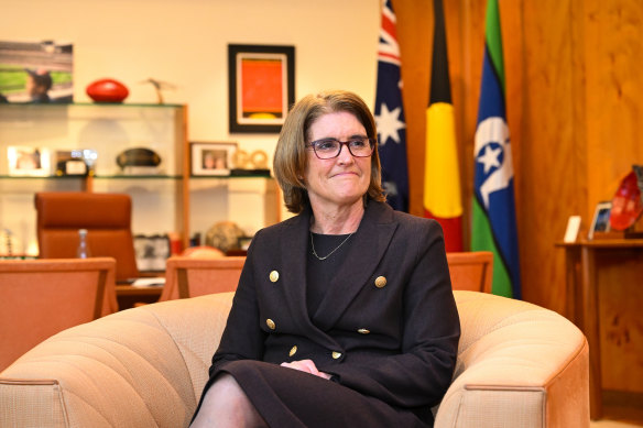 Michele Bullock in Prime Minister Anthony Albanese’s office on Friday.