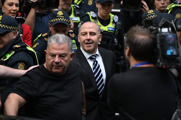 Tony Mokbel leaves court after getting bail at Victoria’s Court of Appeal in April.