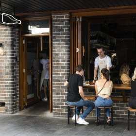 The front window opens up to create more seating.  