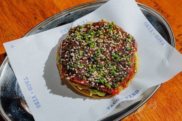 Signature dish tuna tostada.