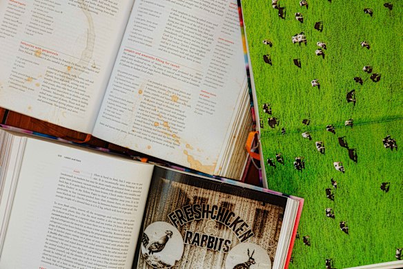 Flipping the pages.