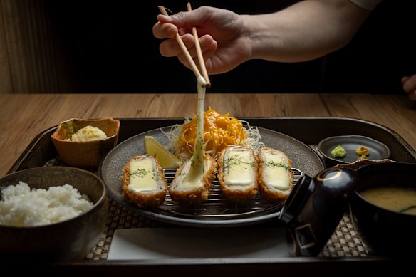 Cheesy katsu meal.