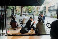 Customers outside Artificer, Surry Hills.
