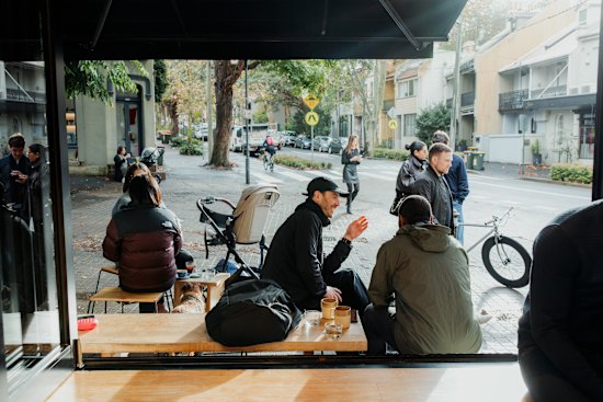 Customers outside Artificer, Surry Hills.