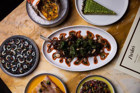 Veal rib eye with Padron peppers, romesco and bone marrow at Parlar.