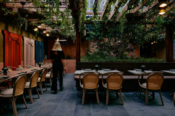 The courtyard of Casa Chino, a new restaurant serving Peruvian-Chinese food.