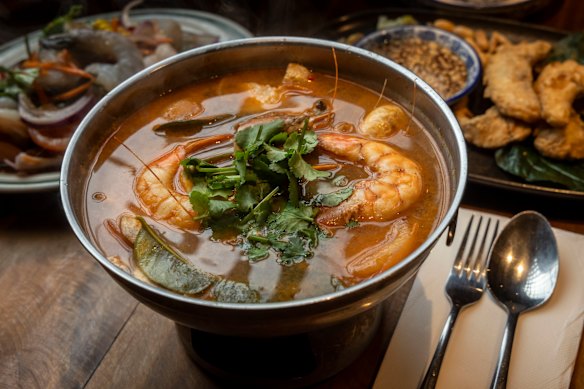 Tom yum with seafood.