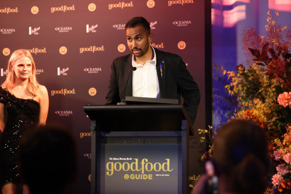 Smeg Young Chef of the Year Shashank Achuta and past winner Lauren Eldridge (left).