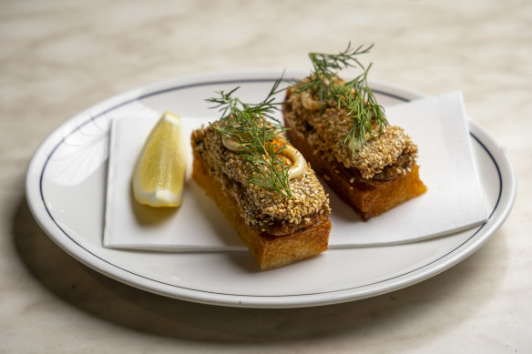 Crab toast at Albert’s Wine Bar.