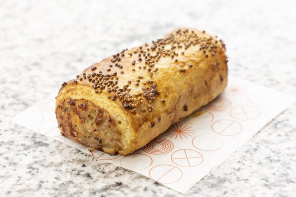Drom’s pork, fennel and cheese sausage roll.