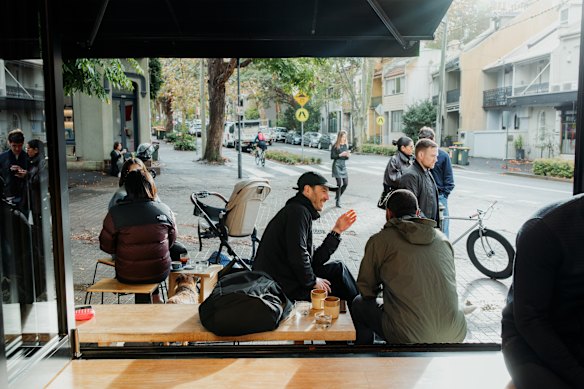 Customers outside Artificer, Surry Hills.