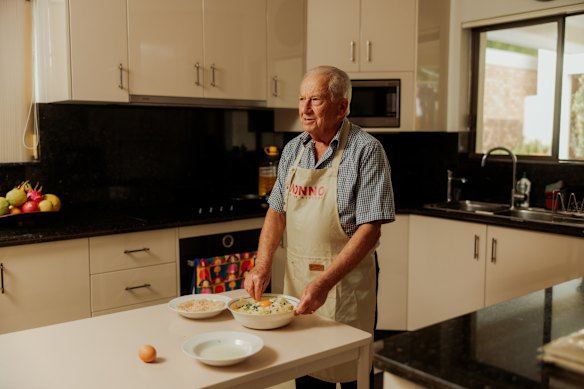 Nicoliello preparing croquettes.