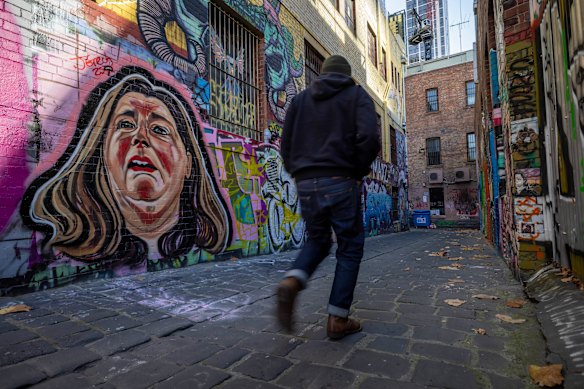 A mural of Erin Patterson in Kulinbulok Lane, Melbourne. 