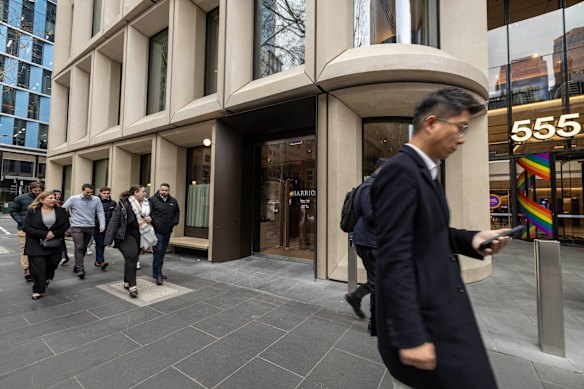 The venue sits on a busy corner of King and Collins streets in a new office building.