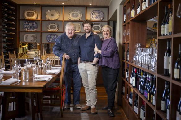 Kevin and Gail Donovan in August, shortly before handing over their iconic restaurant to “adopted son” Nick Parkhouse (centre).