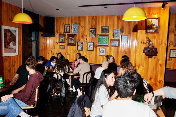 The upstairs bar is inspired by ’60s sports bars in Mexico. 