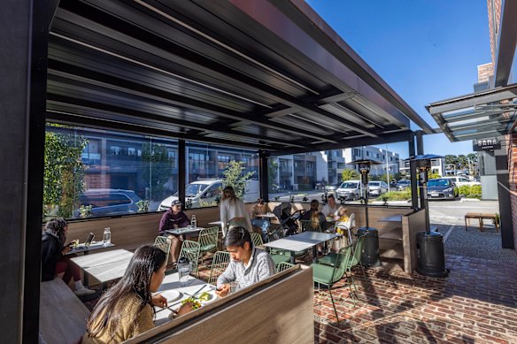 There is plenty of sunny seating outside.