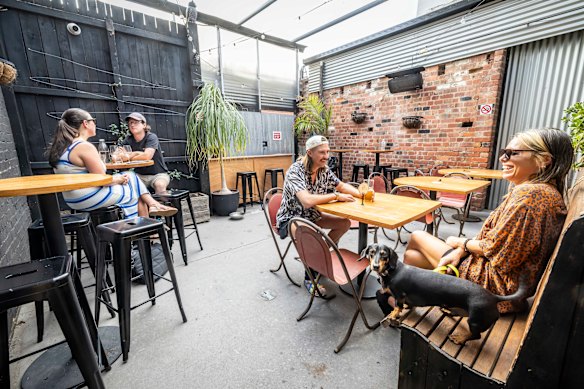 The dog-friendly rear courtyard at Donny’s (namesake pooch Donny, not pictured).