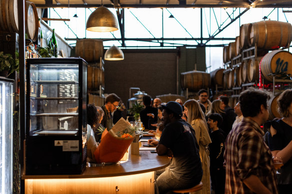 The bar is set right within the brewery, bringing fans close to the action.