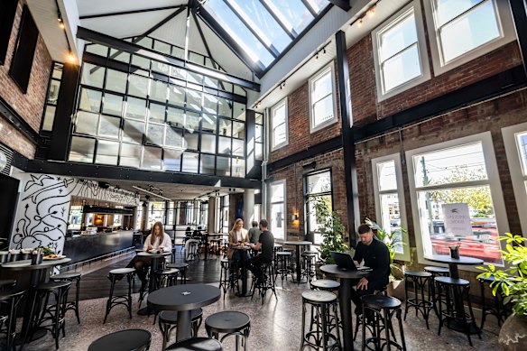 An atrium with a six-metre glass ceiling brings plenty of light into the venue.