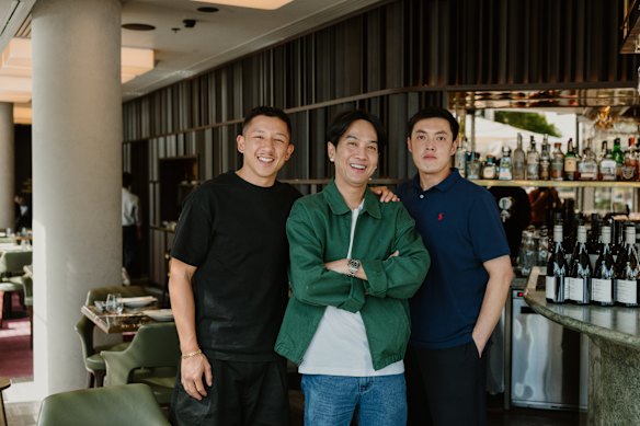 Brendan Pang with Annamese executive chef Andy Pruksa and head chef Matthew Pothong.