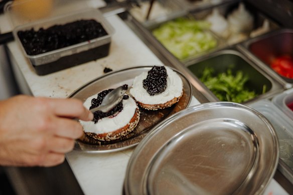 Blueberry lemon preserve is made in-house.