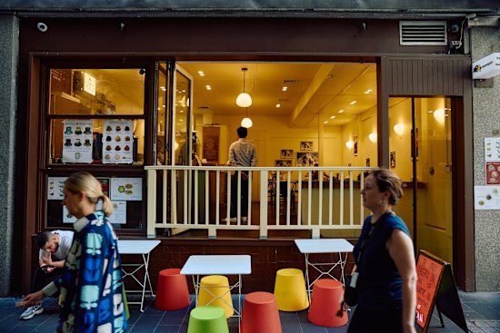 Apa's Canteen glows on Little Collins Street.