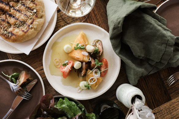 Australian produce is a feature of the menu. 