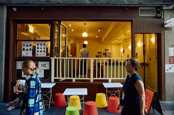 Apa's Canteen glows on Little Collins Street.