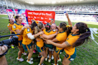 Australia celebrate winning the 2025-26 World Sevens Series.