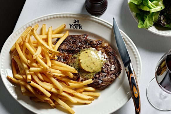 Steak frites with umami butter.