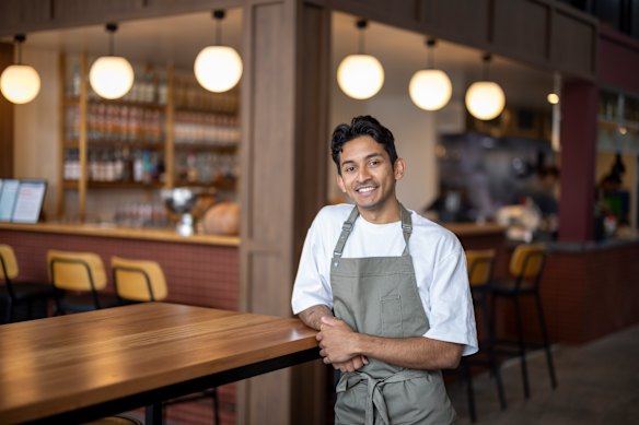  Good Food's most recent Young Chef of the Year, Viveik Vinoharan, at Mitcham distillery Dutch Rules.