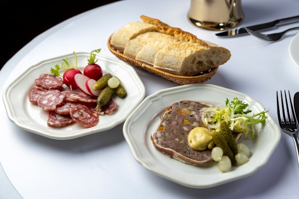 Charcuterie includes salami and terrine.