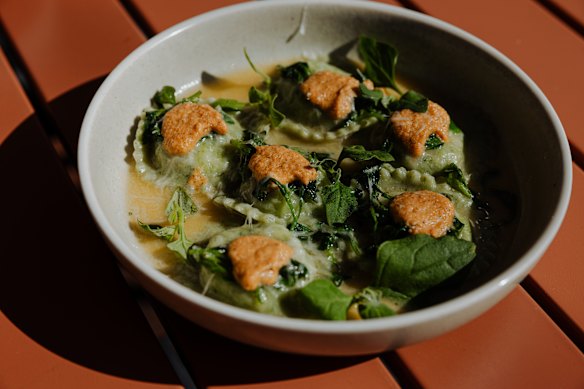 Spinach and ricotta ravioli.