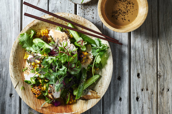 The marinade doubles as a dressing, adding loads of flavour to this simple chicken salad. 