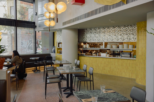 Caffe Amatrice oozes low-key luxury, with green-marble tables and mustard-yellow tiles.