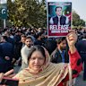 Supporters of Pakistan’s imprisoned former prime minister Imran Khan protest outside Islamabad High Court this month.